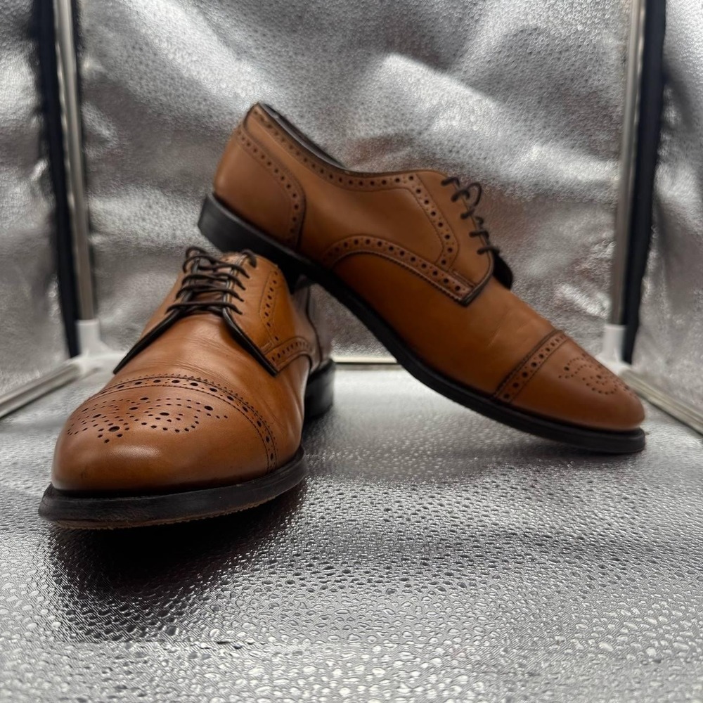 Allen Edmonds Sanford 5267 Walnut Brown Leather Cap Toe Derby Shoes Men 10.5 USA - Picture 2 of 14
